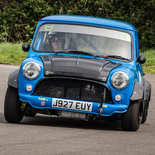 Curborough Sprint Championship 2019 - Round One - #15 blue classic mini cooper rounding curborough sprint track fradley hairpin corner