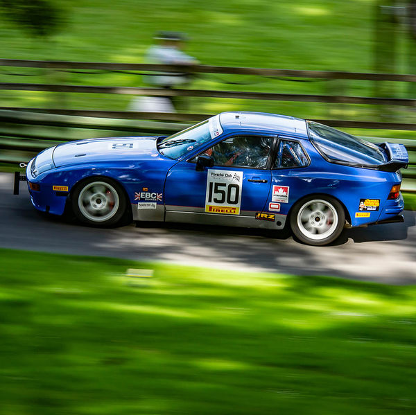 Porsche at Prescott 2019, #08 blue porsche 944 at speed during the porsche at prescott hill climb event