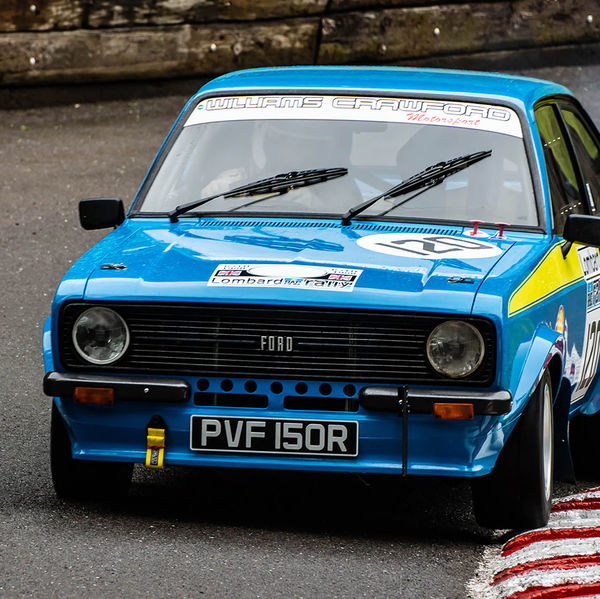 Classic Nostalgia 2019, Shelsley Walsh Hill Climb, #48 classic ford escort mark two racing car at speed on shelsley walsh hill climb circuit