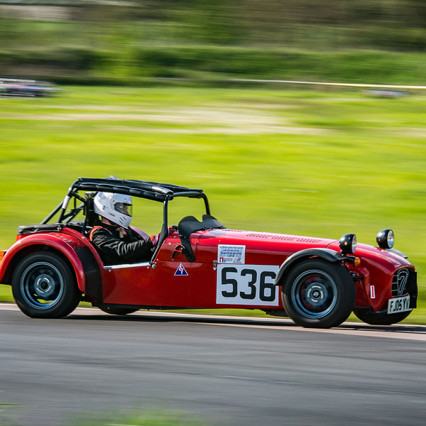 British Motorsports Marshals Sprint, Curborough Sprint Course, #09 Red Lotus 7 Caterham Westfield at speed on Curborough Sprint Course