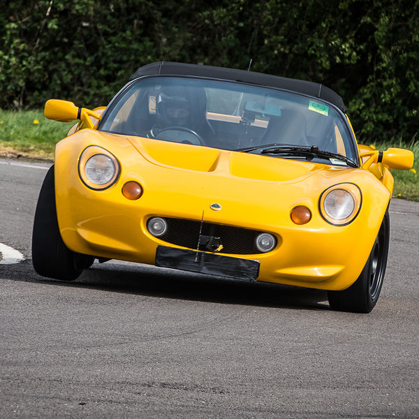 Curborough Sprint Championship 2019 - Round One - #16 yellow lotus elise rounding curborough sprint track fradley hairpin corner