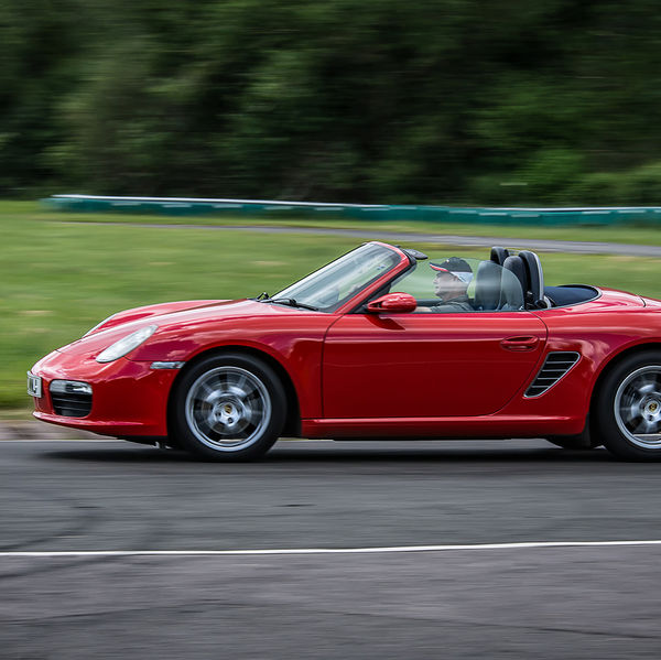 Porsche Club GB, R13, Track Day 2019, Curborough, #22 red porsche boxster at speed on curborough sprint track