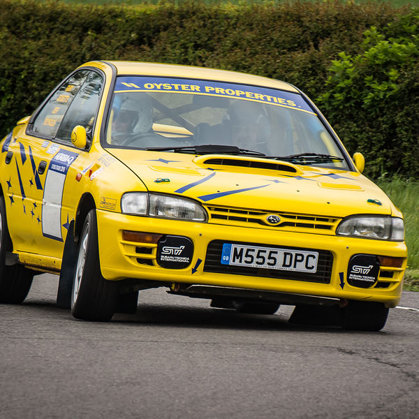 Quinton Motor Club May Track Day, Curborough, #11 Yellow Subaru Impreza turning into the hairpin at speed on Curborough Sprint Course