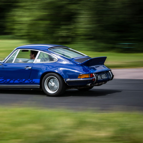 Porsche Club GB, R13, Track Day 2019, Curborough, #53 blue classic porsche 911 rs at speed on curborough sprint track