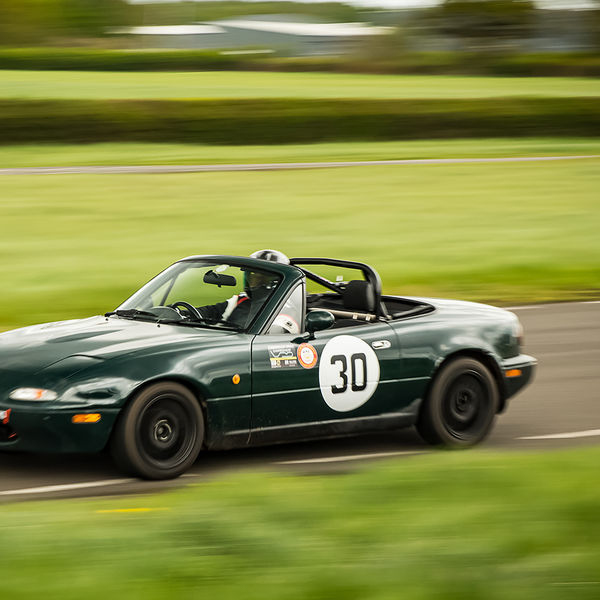 Curborough Sprint Championship 2019 - Round One - #36 green mazda mx five at speed on curborough shenstone straight