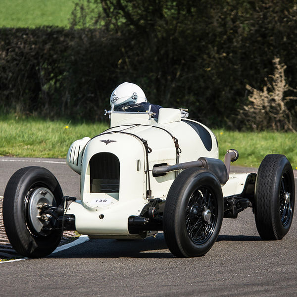 Vintage Sports Car Club Curborough Speed Trials 2019, #29 white vintage racing car at speed on curborough sprint course
