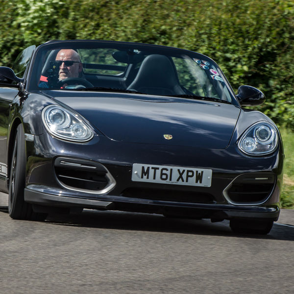 Porsche Club GB, R13, Track Day 2019, Curborough, #37 black convertible porsche 911 at speed on curborough sprint track