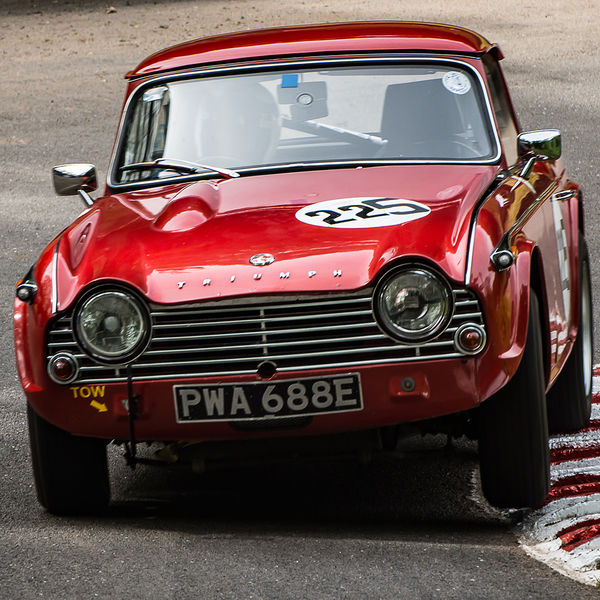 Best of British 2019, Shelsley Walsh, #16 red triumph tr4a attacking the esses at shelsley walsh hill climb at speed