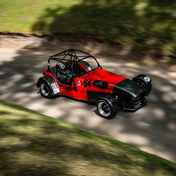 Best of British 2019, Shelsley Walsh, #30 red lotus 7 caterham westfield attacking shelsley walsh hill climb at speed