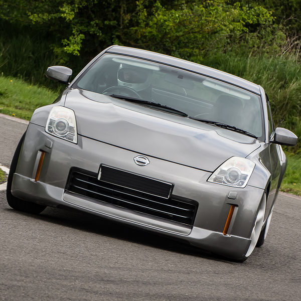 Quinton Motor Club May Track Day, Curborough, #16 Grey Nissan 370Z at speed on Curborough Sprint Course