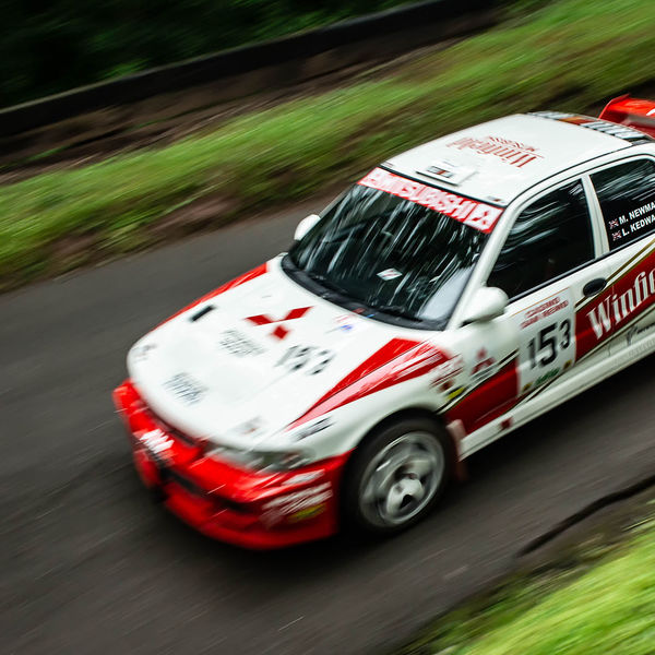 Classic Nostalgia 2019, Shelsley Walsh Hill Climb, #34 classic mitsubishi evo racing car at speed on shelsley walsh hill climb circuit