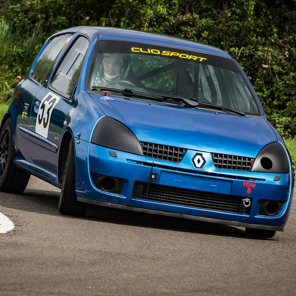 Curborough Sprint Championship 2019 - Round One - #38 blue renault clio rounding curborough sprint track fradley hairpin corner