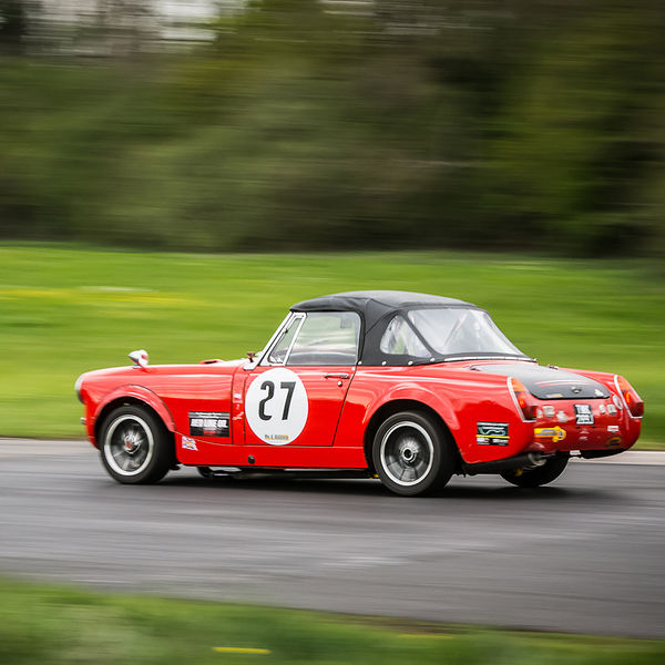 Curborough Sprint Championship 2019 - Round One - #18 red mg midget at speed on curborough shenstone straight