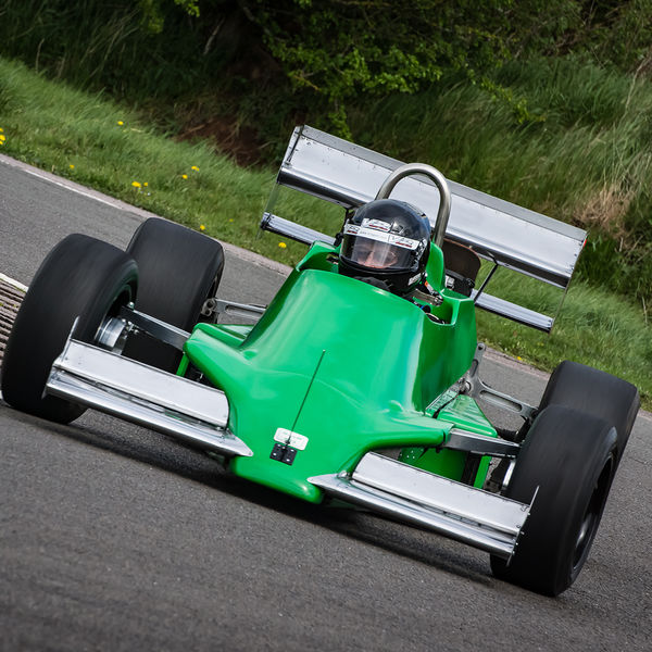Curborough Sprint Championship 2019 - Round One - #21 green motorcycle engined race car rounding curborough sprint track fradley hairpin corner
