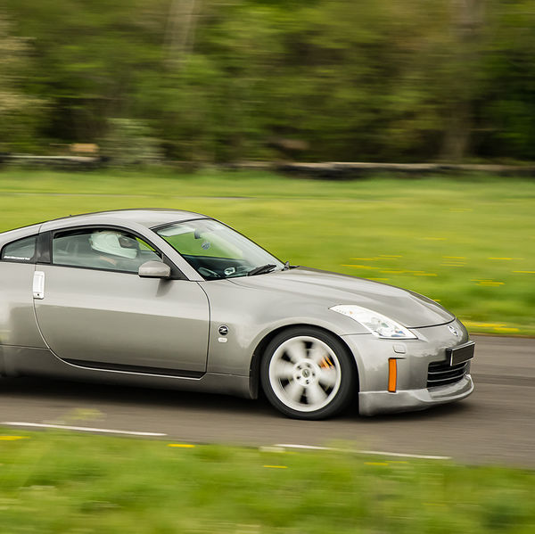 Quinton Motor Club May Track Day, Curborough, #17 Grey Nissan 370Z at speed on Curborough Sprint Course