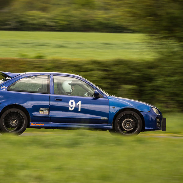 British Motorsports Marshals Sprint, Curborough Sprint Course, #26 blue rover 25 approaching curborough hairpin at speed