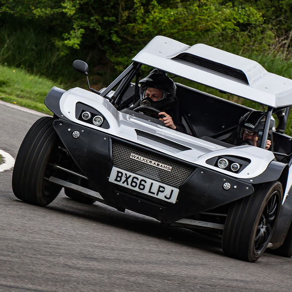 Quinton Motor Club May Track Day, Curborough, #14 Walker-Adams buggy taking the hairpin at speed on Curborough Sprint Course