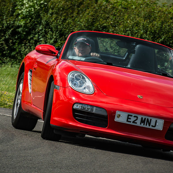 Porsche Club GB, R13, Track Day 2019, Curborough, #33 red convertible porsche boxster at speed on curborough sprint track