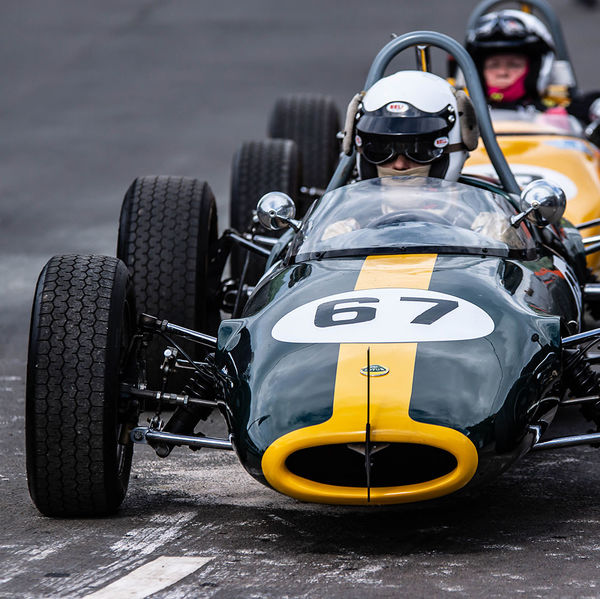 Classic Nostalgia 2019, Shelsley Walsh Hill Climb, #52 classic lotus single seat racing car waiting in the paddock at shelsley walsh hill climb