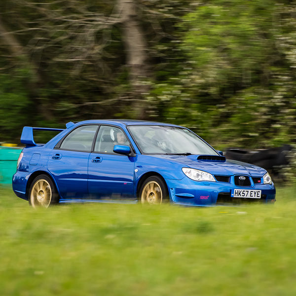 Quinton Motor Club May Track Day, Curborough, #08 Blue Subaru Impreza Sti at speed on Curborough Sprint Course