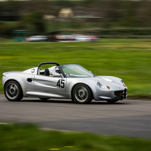 Curborough Sprint Championship 2019 - Round One - #24 silver lotus elise negotiating flagpole corner during curborough sprint championship 2019