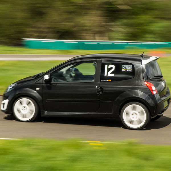 Curborough Sprint Championship 2019 - Round One - #02 black renault twingo at speed on curborough shenstone straight