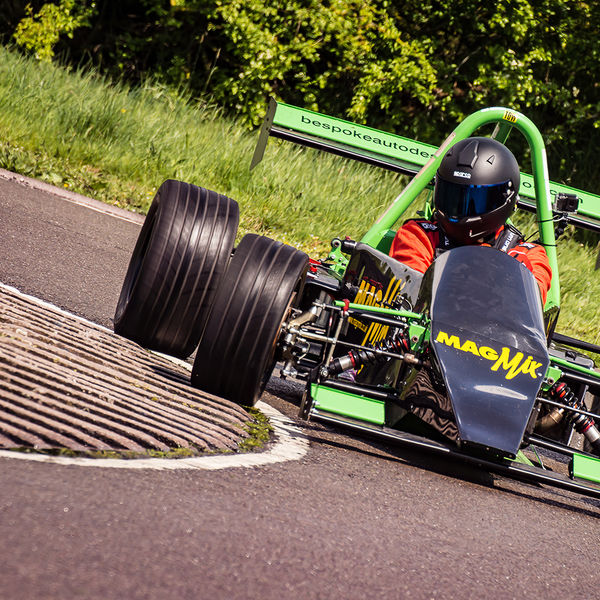 British Motorsports Marshals Sprint, Curborough Sprint Course, #22 green racing car speeding round curborough hairpin