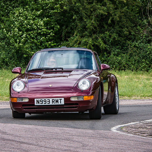 Porsche Club GB, R13, Track Day 2019, Curborough, #51 burgundy porsche 911 at speed on curborough sprint track