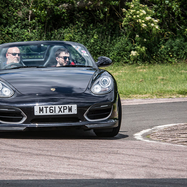 Porsche Club GB, R13, Track Day 2019, Curborough, #42 black convertible porsche 911 at speed on curborough sprint track