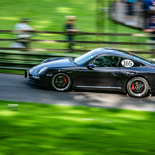 Porsche at Prescott 2019, #09 black porsche 911 at speed during the porsche at prescott hill climb event
