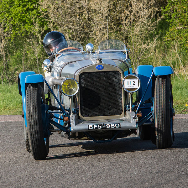 Vintage Sports Car Club Curborough Speed Trials 2019, #39 Blue vintage racing car at speed on curborough sprint course