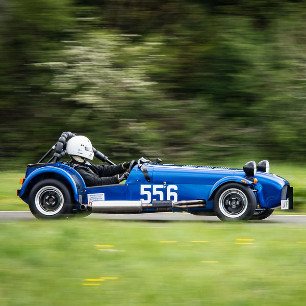 British Motorsports Marshals Sprint, Curborough Sprint Course, #01 Blue Lotus 7 Caterham Westfield at speed on Curborough Sprint Course