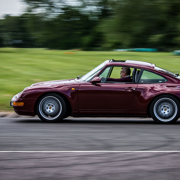 Porsche Club GB, R13, Track Day 2019, Curborough, #31 burgundy porsche 911 at speed on curborough sprint track