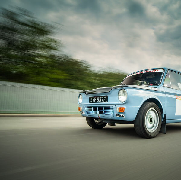 ssshoot-automotive-rigshot-01052021-007 hillman imp classic rally car shot at speed in tamworth uk