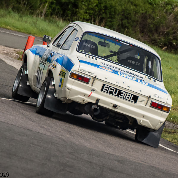 Curborough Sprint Championship 2019 - Round One - #29 classic mark one ford escort at speed through molehill corner at curborough sprint track