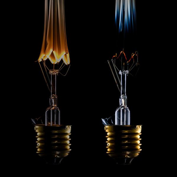 steve-shelley-ssshoot-covid-lockdown-070 broken light bulb filament burning with smoke trails