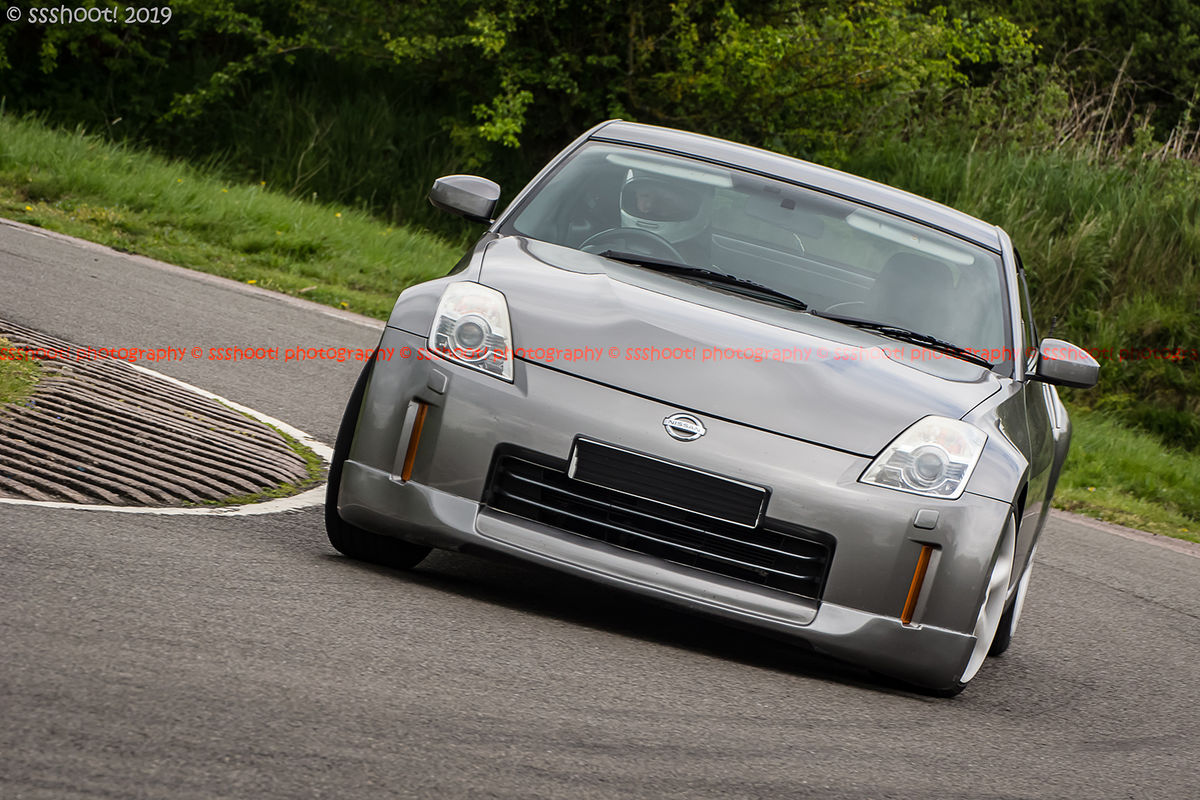 Grey Nissan 370Z at speed on Curborough Sprint Course