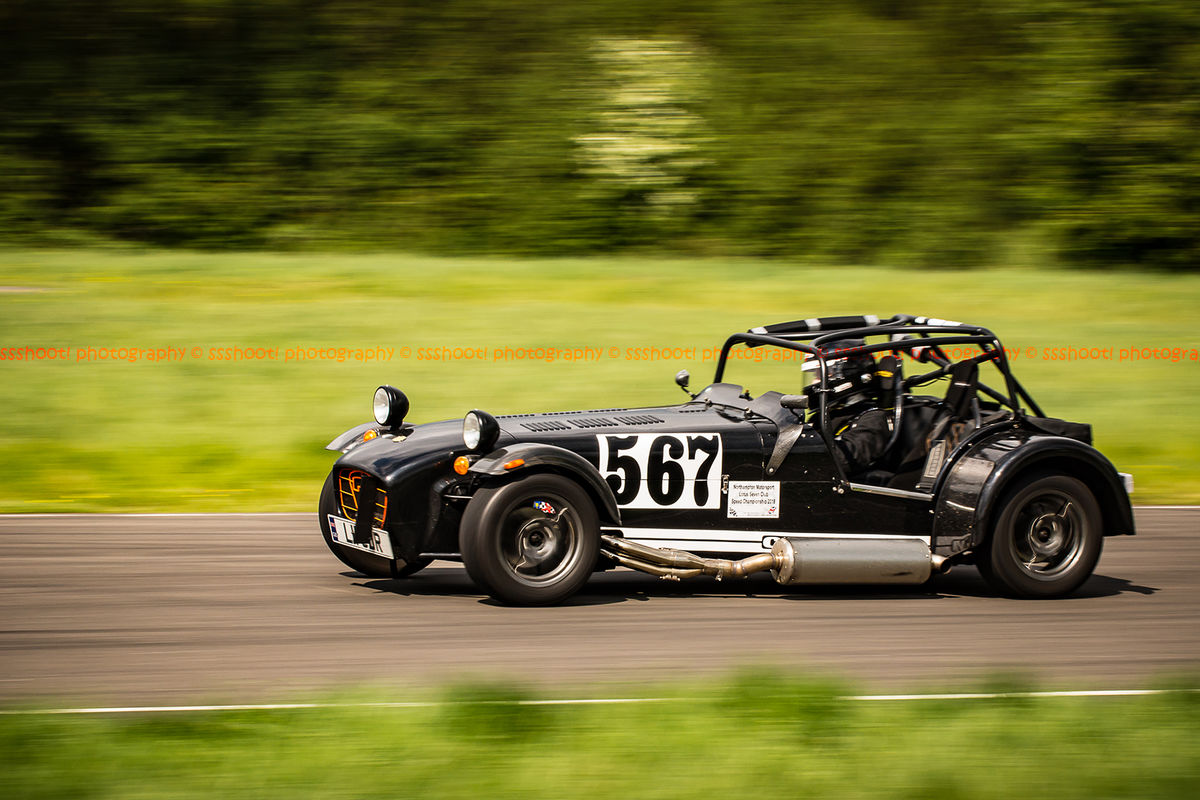 Black Lotus 7 Caterham Westfield at speed on Curborough Sprint Course