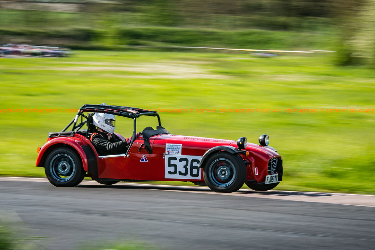 Red Lotus 7 Caterham Westfield at speed on Curborough Sprint Course