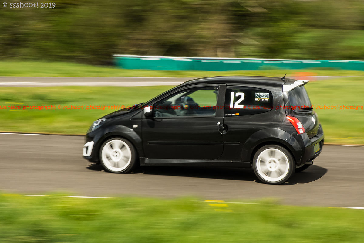 black renault twingo at speed on curborough shenstone straight