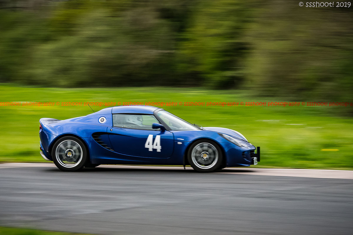 blue lotus elise negotiating flagpole corner during curborough sprint championship 2019