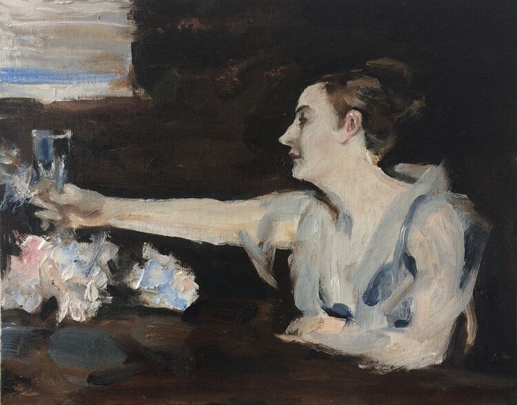 <em>After John Singer Sargent.<em> <em> Madame Gautreau Drinking a Toast. </em>
