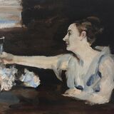 <em>After John Singer Sargent.<em> <em> Madame Gautreau Drinking a Toast. </em>