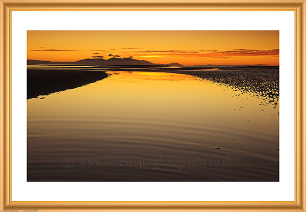 Rippled pool sunset.