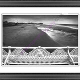 A mono view of Blackpool beach.
