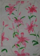 'Pink Lilies on cloth'