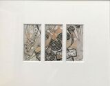 SOLD Triptych Grey and Sand by Sarah Burns