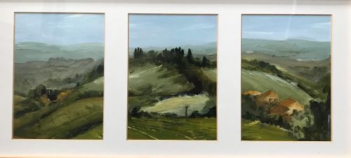 Tuscan Hillside Triptych by Sarah Burns