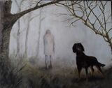 'Wet Dog in Winter White-Out, Solva Woods' by Kila Millidine