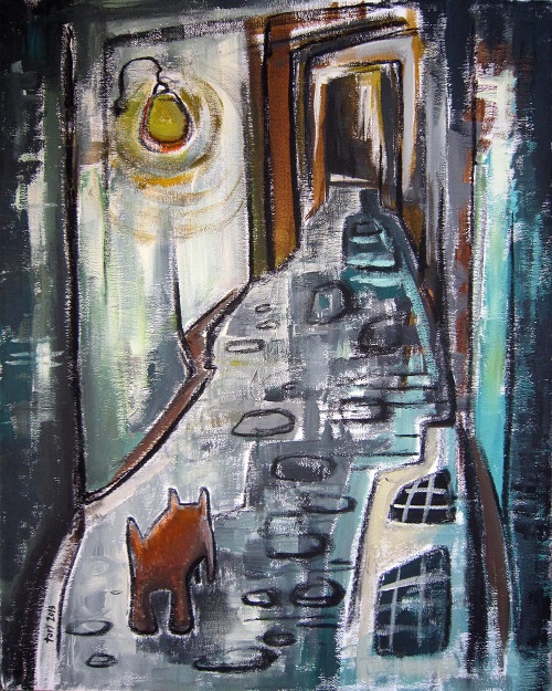 Small Dog in an Alleyway by Victoria Barker